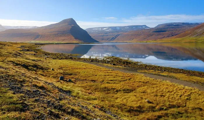 Framed Print : Iceland. Landscape in fjord Alftafjordur during autumn