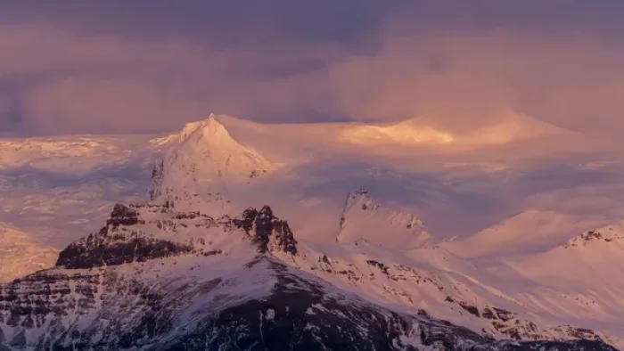 Framed Print : Iceland. Landscape of glacier at sunset. Credit as: Bill Young  /  Jaynes Gallery  /  DanitaDelimont