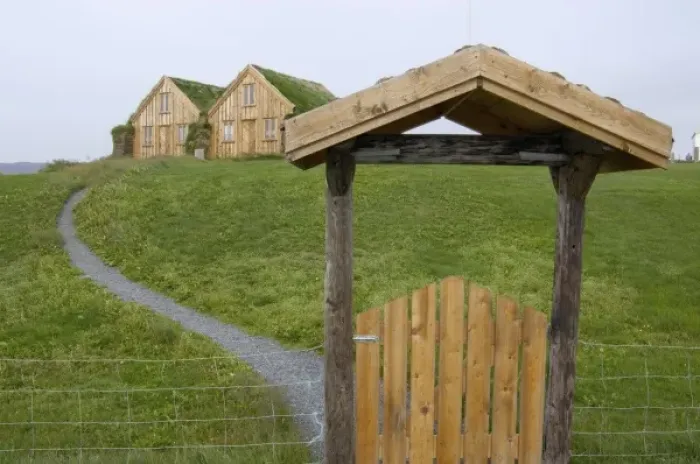 Framed Print : Iceland, modern versions of traditional sod houses