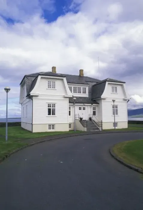 Framed Print : Iceland, Reykjavik. Reykjavik summit house, made famous by former President Reagan