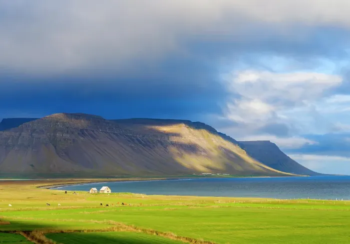 Framed Print : Iceland. View over the coastline of the Breidastroend at Breidafjordur during autumn