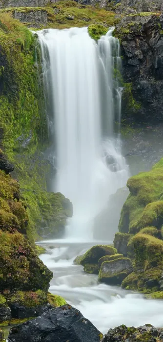 Framed Print : Iceland. Waterfall Dynjandi in Borgarfjordur during autumn