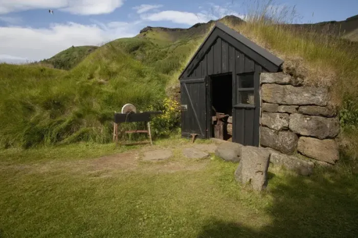 Framed Print : ICELAND21678_JUL2009_BARTRUFF. CR2-Sod roofed and walled storage and work shops Framed Print : ICELAND21678_JUL2009_BARTRUFF. CR2-Sod roofed and walled storage and work shops