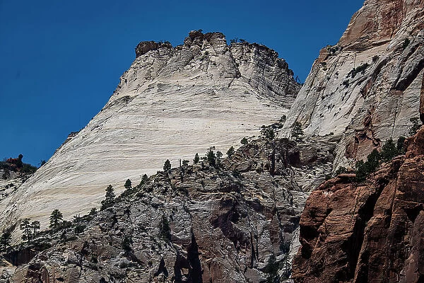 Iconic Checkerboard Mesa is close to the main road through Zion National Park