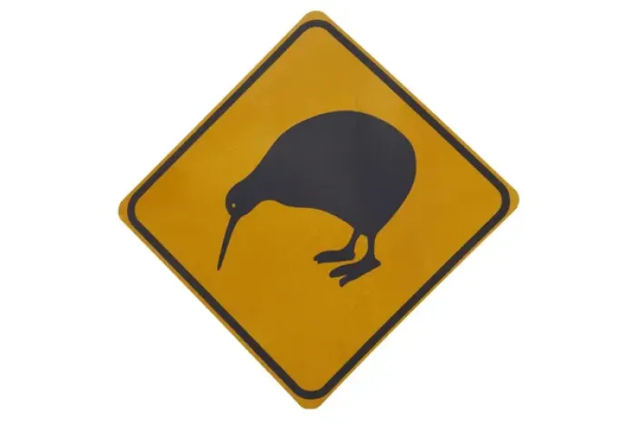 Framed Print : Iconic yellow Kiwi warning sign, New Zealand