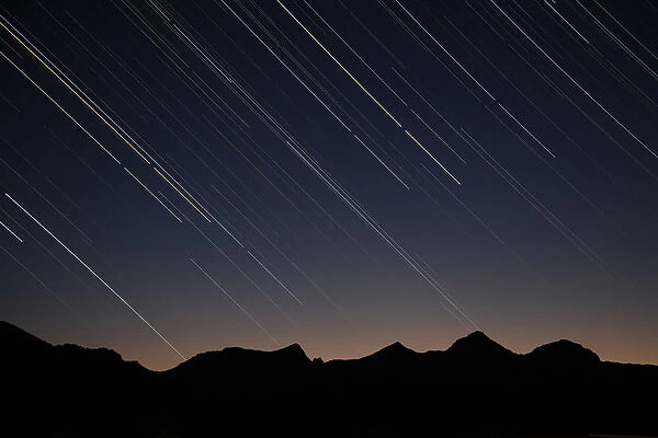 ID, Sawtooth National Recreation Area, Star trails over the Sawtooth Range