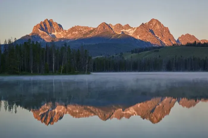 Framed Print : ID, Sawtooth National Recreation Area, Little Redfish Lake, with Sawtooth Range Framed Print : ID, Sawtooth National Recreation Area, Little Redfish Lake, with Sawtooth Range
