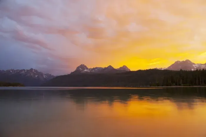 Framed Print : ID, Sawtooth National Recreation Area, Redfish Lake, with Sawtooth Range at sunset Framed Print : ID, Sawtooth National Recreation Area, Redfish Lake, with Sawtooth Range at sunset