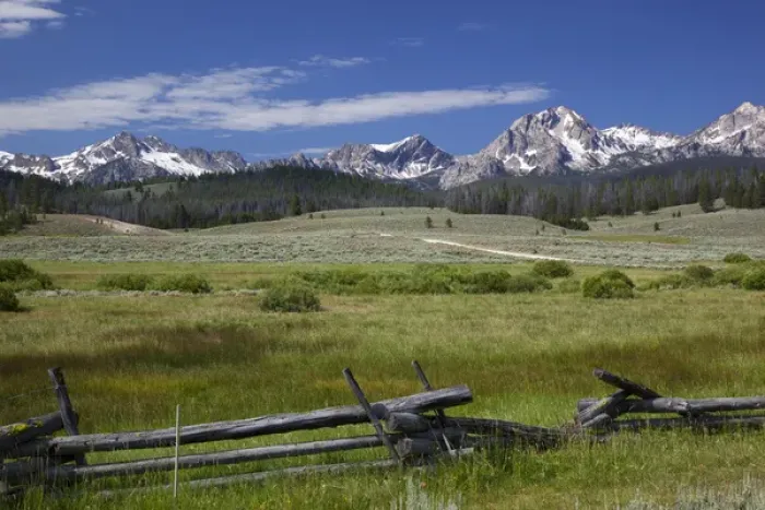 Framed Print : ID, Sawtooth National Recreation Area, Meadow and Sawtooth Mountains, view from Nip Framed Print : ID, Sawtooth National Recreation Area, Meadow and Sawtooth Mountains, view from Nip