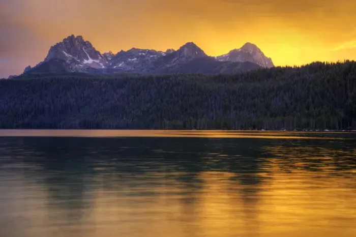 Framed Print : ID, Sawtooth National Recreation Area, Redfish Lake, with Sawtooth Range at sunset Framed Print : ID, Sawtooth National Recreation Area, Redfish Lake, with Sawtooth Range at sunset