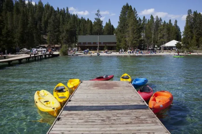 Framed Print : ID, Sawtooth National Recreation Area, Redfish Lake, Redfish Lake Lodge, swimming area Framed Print : ID, Sawtooth National Recreation Area, Redfish Lake, Redfish Lake Lodge, swimming area