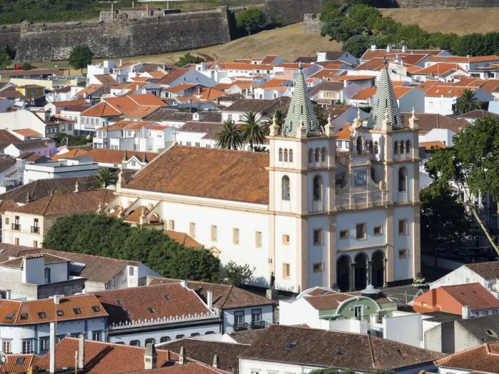 Framed Print : Igreja do Santissimo Salvador da Se. Capital Angra do Heroismo historic center