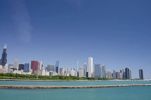 Illinois, Chicago. Downtown city skyline view (including the Willis Tower aka Sears