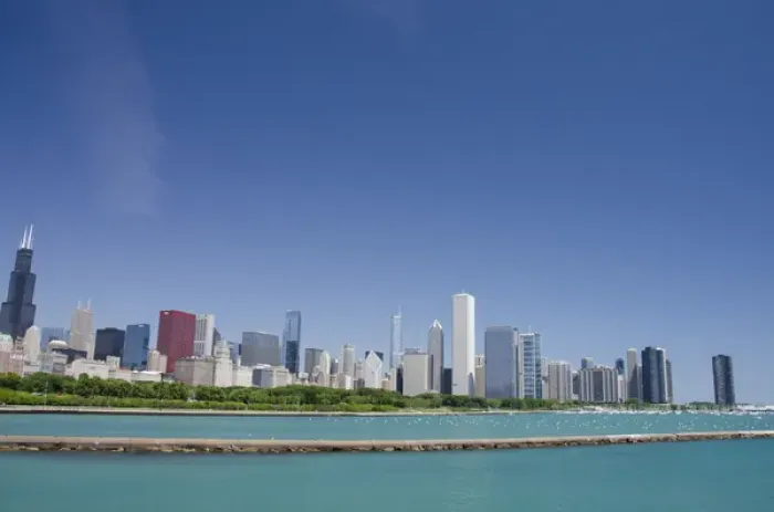 Framed Print : Illinois, Chicago. Downtown city skyline view (including the Willis Tower aka Sears Framed Print : Illinois, Chicago. Downtown city skyline view (including the Willis Tower aka Sears