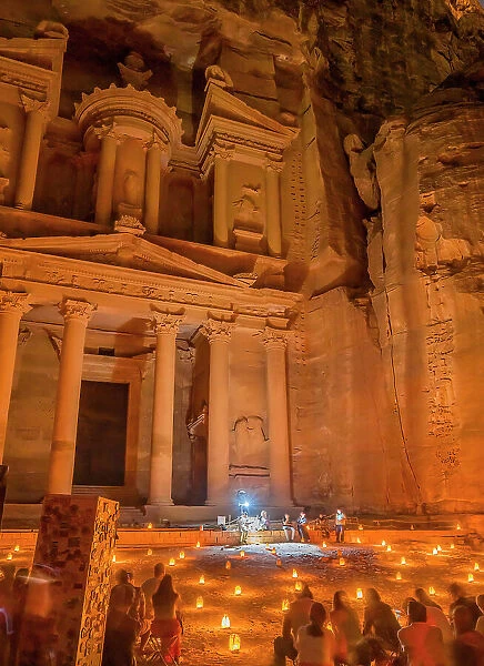 Illuminated night presentation, Petra, Jordan. Built by Nabataeans in 100 BC