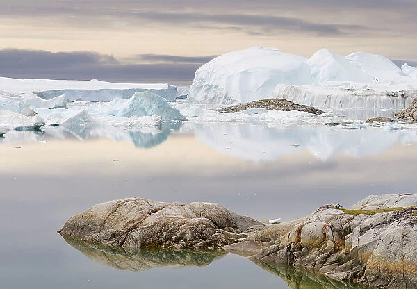 Ilulissat Icefjord also called Kangia or Ilulissat Kangerlua at Disko Bay. The Icefjord is listed as UNESCO World Heritage. Greenland, Danish Territory