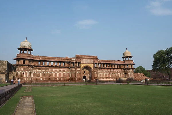 India, Agra. The Red Fort of Agra. This sandstone fortress was once the seat of Mughal