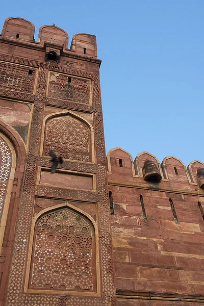 India, Agra. The Red Fort of Agra. This sandstone fortress was once the seat of Mughal