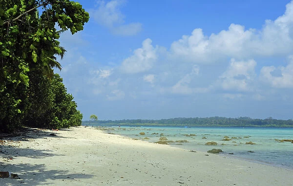 India, Andaman Islands, Havelock, white sand beach number 5 at low tide
