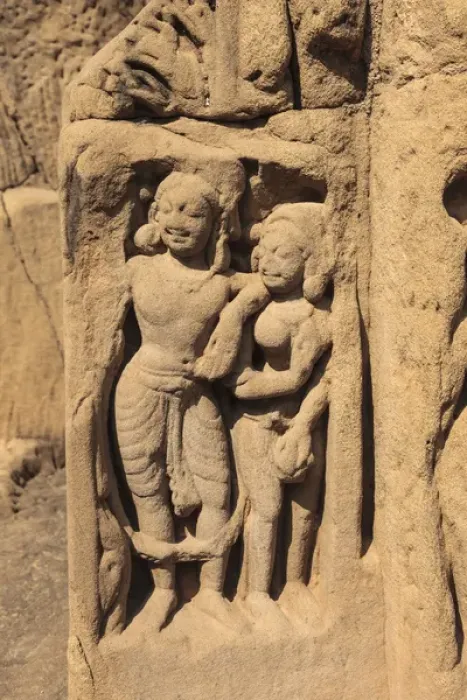 Framed Print : India, Himachal Pradesh, Kangra District, Dharamsala, Detail of yaksha and yakshi Framed Print : India, Himachal Pradesh, Kangra District, Dharamsala, Detail of yaksha and yakshi