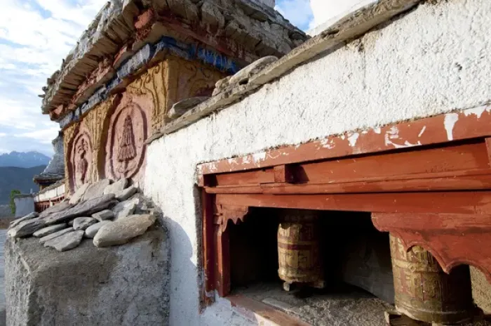 Framed Print : India, Jammu & Kashmir, Ladakh, Lamayuru on the Srinagar-Kargil-Leh road prayer wheels