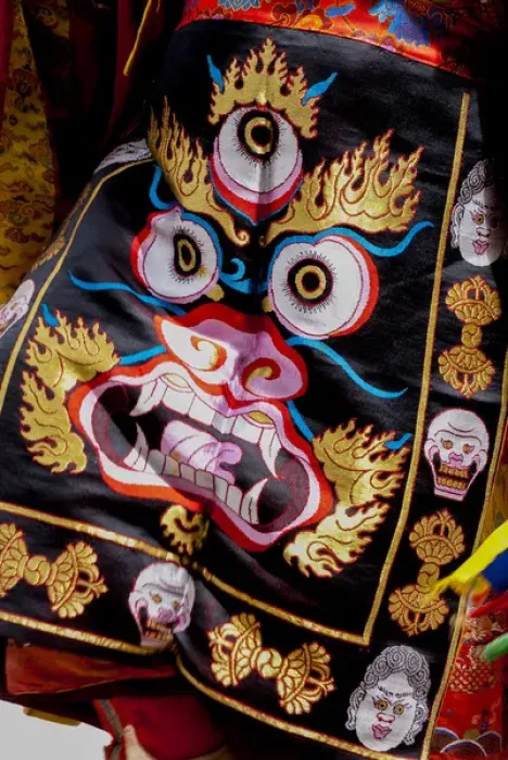 Framed Print : India, Jammu & Kashmir, Ladakh, detail of an embroidered costume worn by a dancer