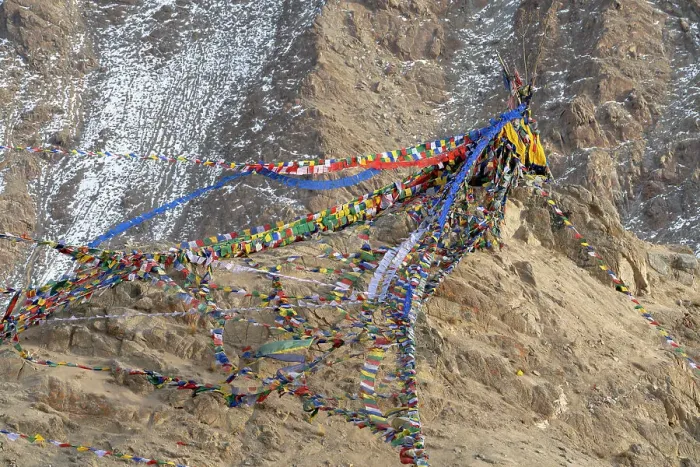Framed Print : India, Ladakh, Leh. Prayer flags are found in the rocky outcroppings Framed Print : India, Ladakh, Leh. Prayer flags are found in the rocky outcroppings