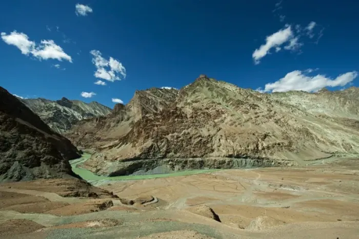 Framed Print : India, Ladakh, Markha Valley, scenic landscape with the Indus river