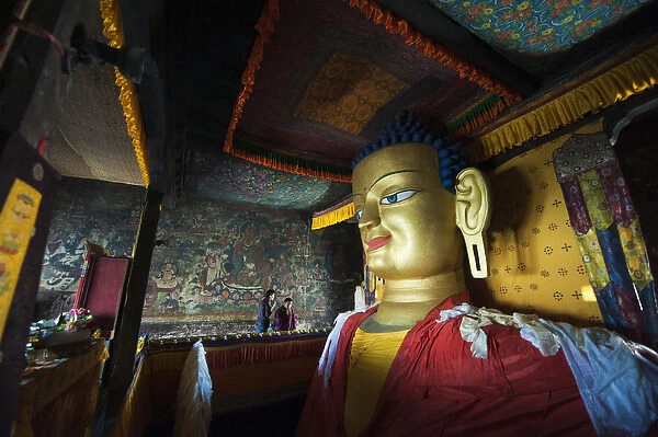 India, Ladakh, Shey, large golden buddha in Shey Monastery (gompa)