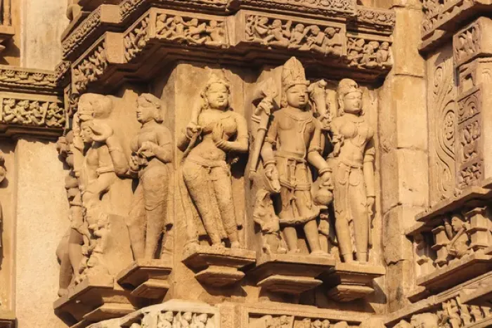 Framed Print : India, Madhya Pradesh, Chhatarpur District, Khajuraho, Detail of yaksha and yakshi Framed Print : India, Madhya Pradesh, Chhatarpur District, Khajuraho, Detail of yaksha and yakshi