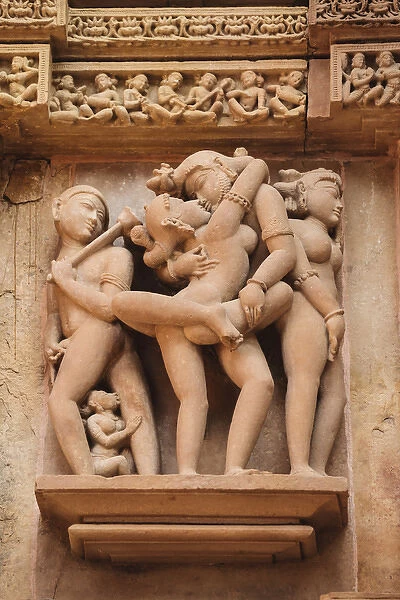 India, Madhya Pradesh, Chhatarpur District, Khajuraho, Detail of intertwined statues
