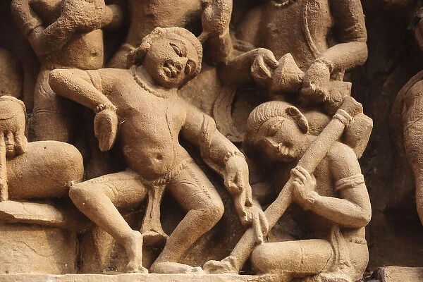 India, Madhya Pradesh, Chhatarpur District, Khajuraho, Detail of statues