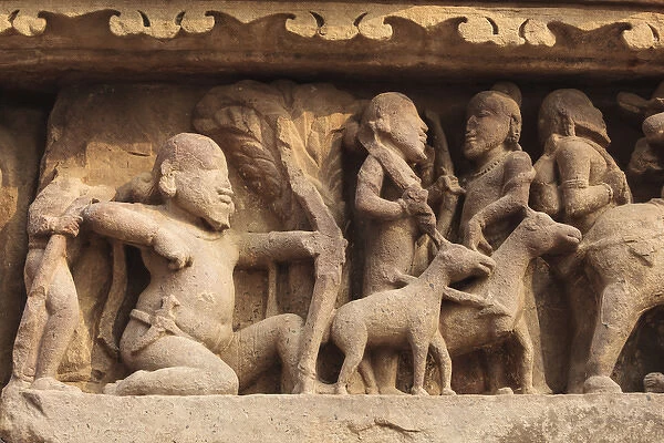 India, Madhya Pradesh, Chhatarpur District, Khajuraho, Detail of statues