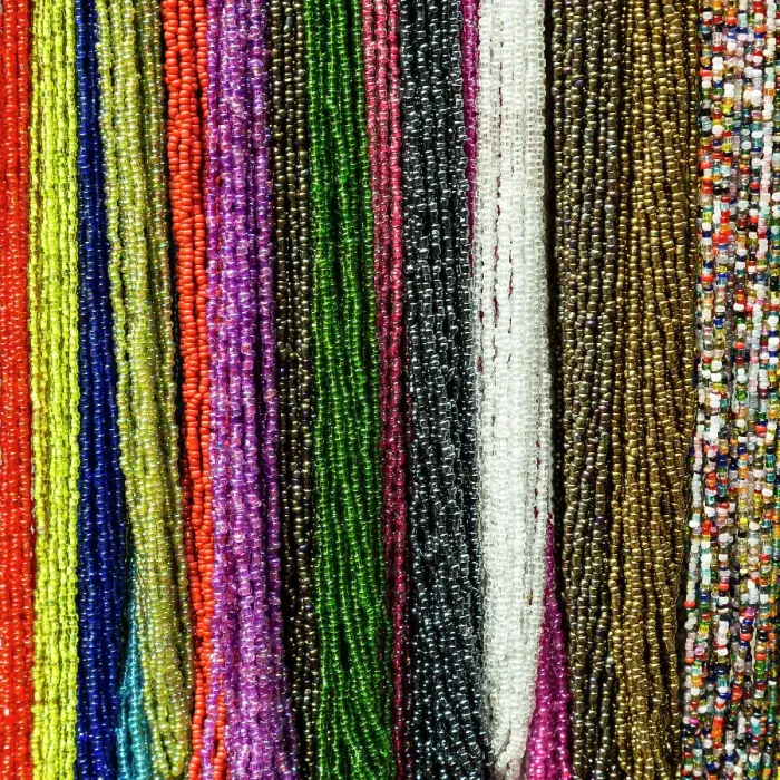 Framed Print : India, Mumbai. Street market. Beads for Sale