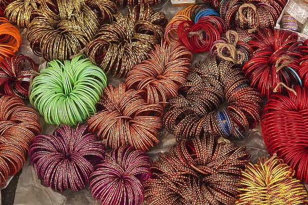 India, Odisha, Subarnapur District, Subarnapur, Colourful bangles for sale at Sonepur