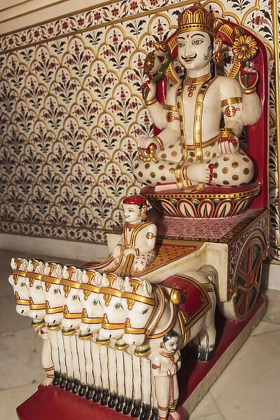 India, Rajasthan, Bikaner. Marble deity in Junagarth Fort