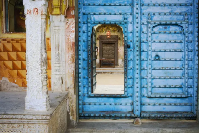 Framed Print : India, Rajasthan. colorful house. Credit as: Jim Nilsen  /  Jaynes Gallery  /  DanitaDelimont