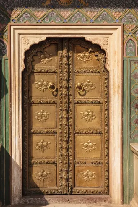 Framed Print : India, Rajasthan, Jaipur, City Palace, Detail of door Framed Print : India, Rajasthan, Jaipur, City Palace, Detail of door