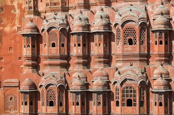 INDIA, Rajasthan, Jaipur: Hawa Mahal (Palace of the Winds) Exterior (b. 1799)