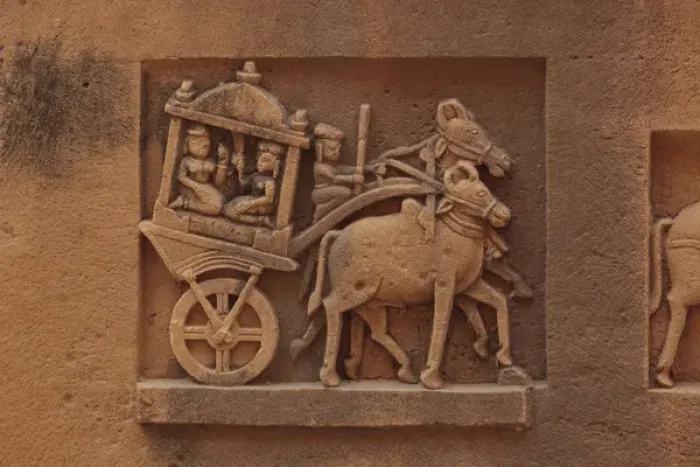 Framed Print : India, Rajasthan, Jaisalmer. Close-up shot of ancient rock carving at the Jain Temple