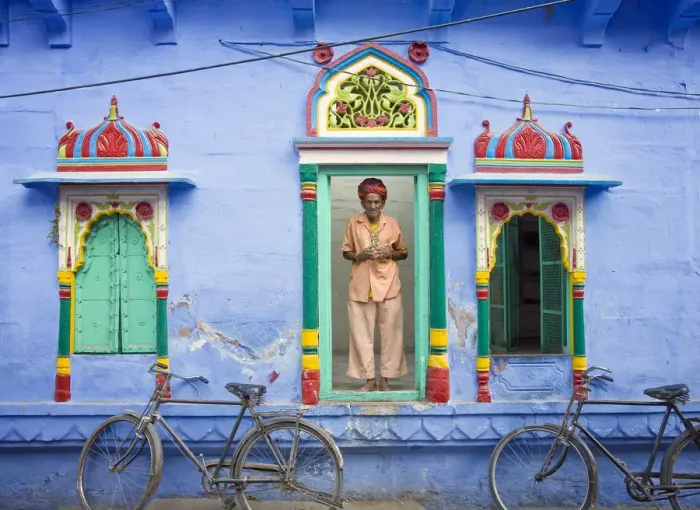 Framed Print : India, Rajasthan, spiritual man in doorway. Credit as: Jim Nilsen / Jaynes Gallery / DanitaDelimont Framed Print : India, Rajasthan, spiritual man in doorway. Credit as: Jim Nilsen / Jaynes Gallery / DanitaDelimont