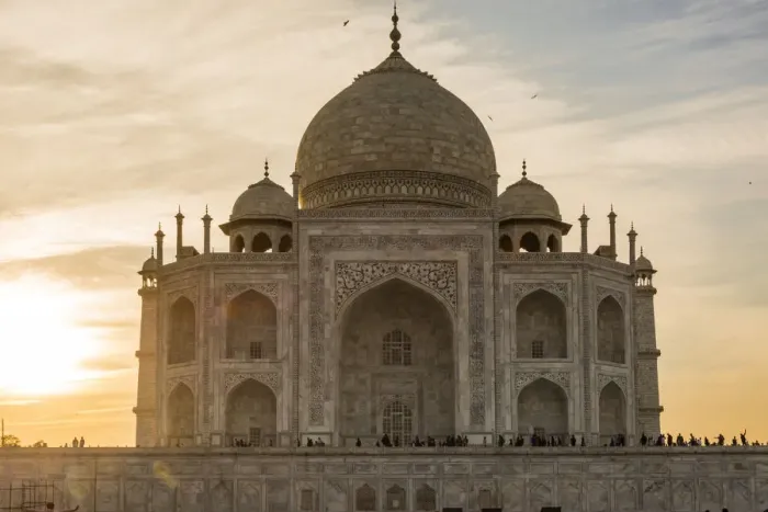 Framed Print : India, Uttar Pradesh. Agra. No Water No Life expedition, Taj Mahal tomb at sunset Framed Print : India, Uttar Pradesh. Agra. No Water No Life expedition, Taj Mahal tomb at sunset