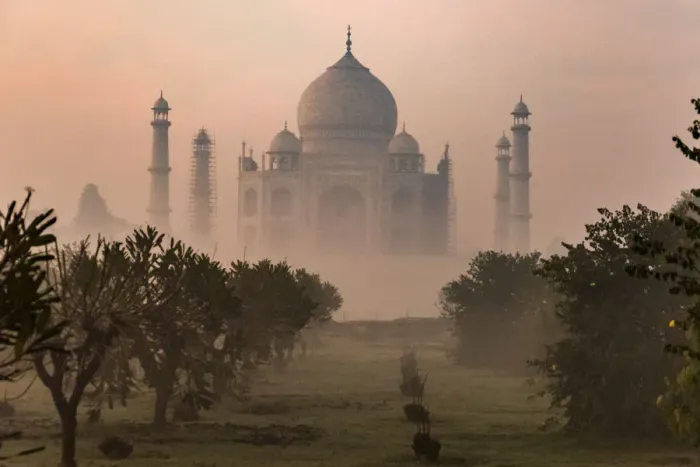 Framed Print : India, Uttar Pradesh. Agra. No Water No Life expedition, view of Taj Mahal from opposite Framed Print : India, Uttar Pradesh. Agra. No Water No Life expedition, view of Taj Mahal from opposite