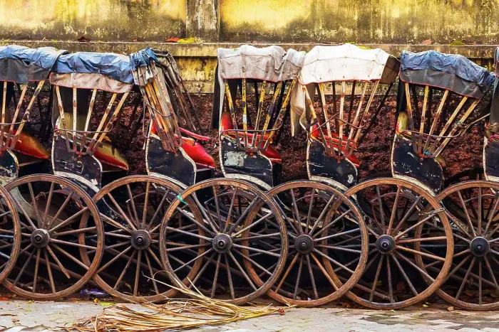 Framed Print : India, West Bengal, Kolkata near Sealdah Railway Station at Koley crossing. Rickshaws parked along the wall and street Framed Print : India, West Bengal, Kolkata near Sealdah Railway Station at Koley crossing. Rickshaws parked along the wall and street
