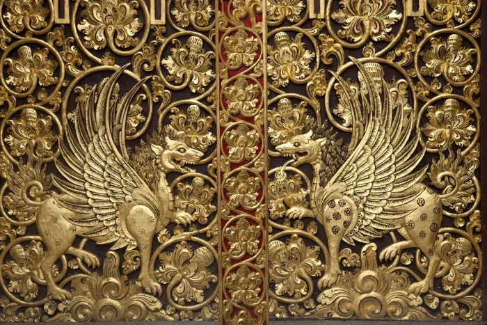 Framed Print : Indonesia, Bali. Detail on Besakih Temple door Framed Print : Indonesia, Bali. Detail on Besakih Temple door