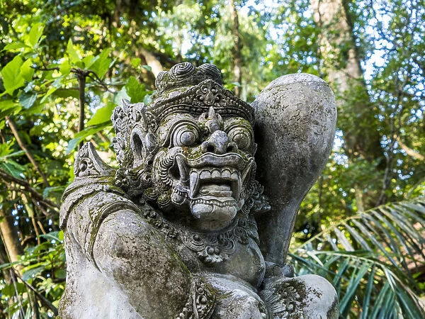 Indonesia, Bali, Ubud. Statue in Pura Tirta Empul temple