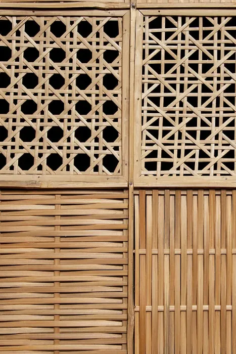 Framed Print : Indonesia, Bali. Woven ratan wall