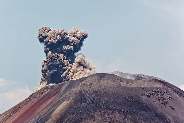 Indonesia, Sumatra, Java, Anak Krakatau. Smoke escaping from active volcano Anak Krakatau