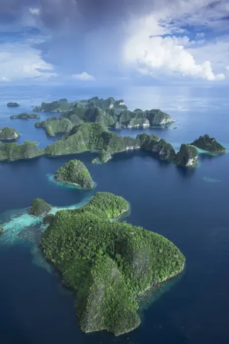 Framed Print : Indonesia, West Papua. Aerial of Raja Ampat islands Framed Print : Indonesia, West Papua. Aerial of Raja Ampat islands