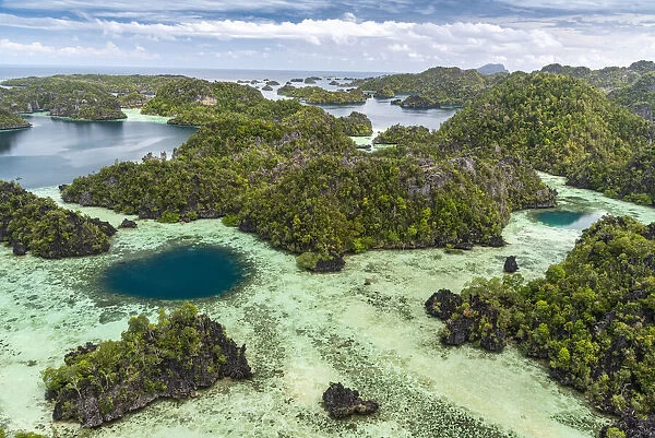 Indonesia, West Papua, Raja Ampat. Overview of islands and reefs